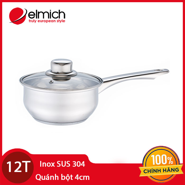 Quánh Inox đường kính 14cm Elmich Smartcook SM3283 vung kính - Hàng chính hãng, bảo hành 12 tháng