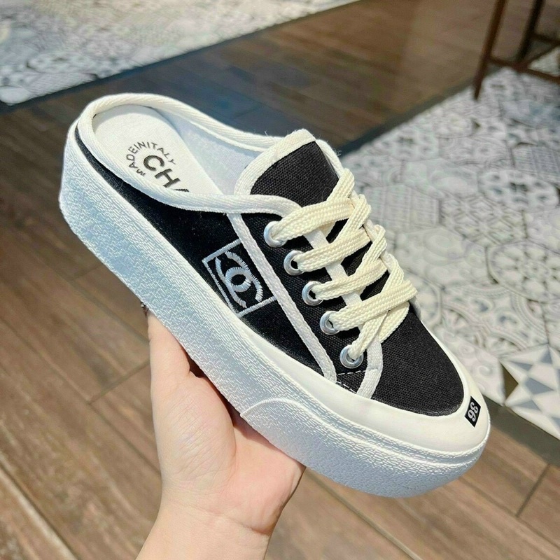 Giày sục thể thao độn đế cha.nel mẫu mới đế cao 4cm