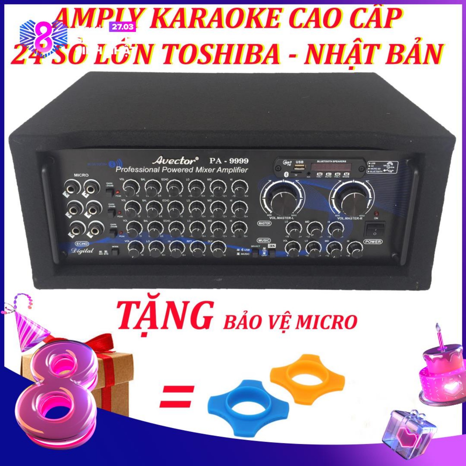[Trả góp 0%]Amply karaoke gia đình - Amply bluetooth - amply sân khấu - amply nghe nhạc cao cấp công suất lớn Avector PA-9999 24 Sò toshiba nhật bản chính hãng TẶNG BẢO VỆ MICRO
