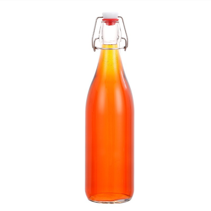 Chai thuỷ tinh tròn nắp gài 1000ml. 1 lít