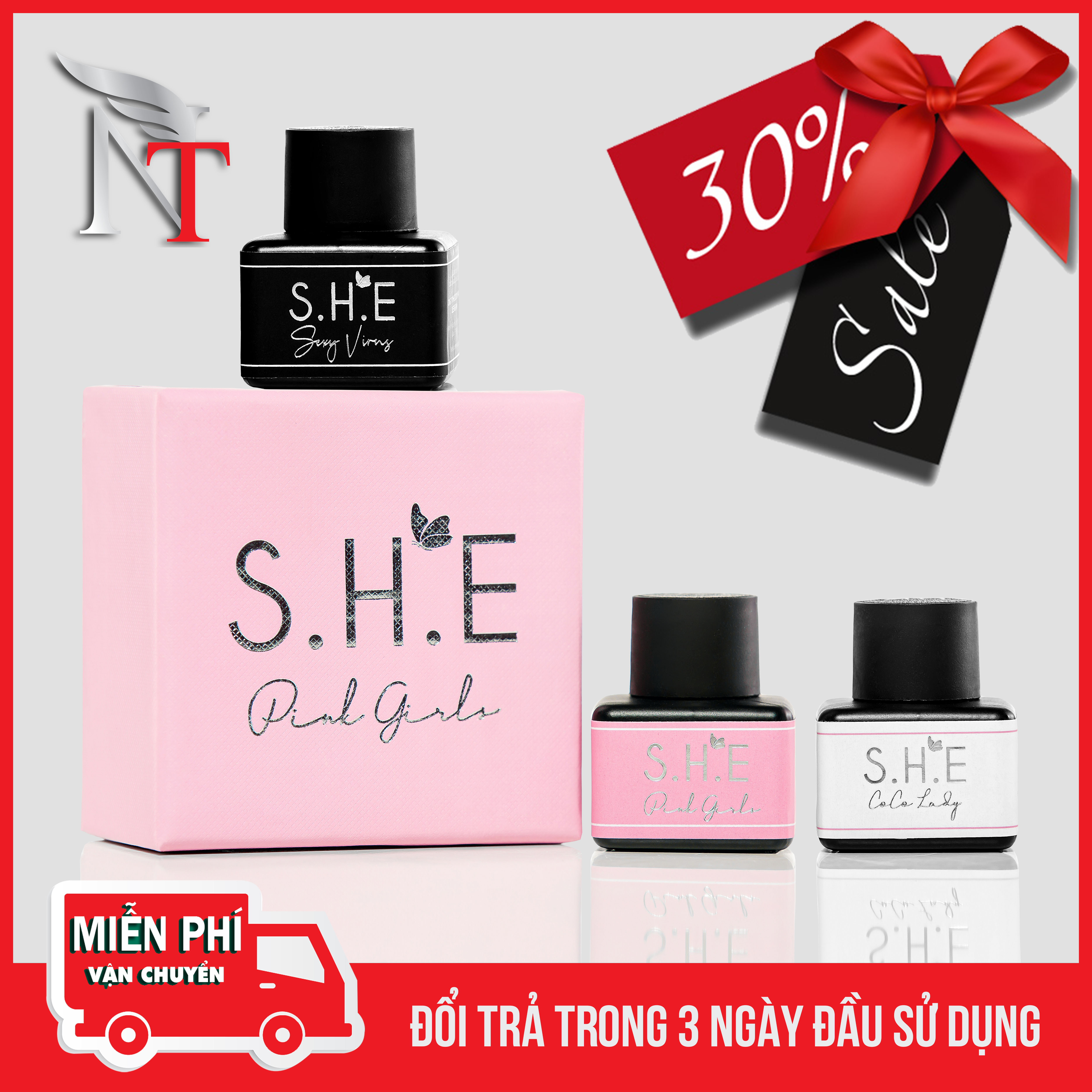 [Freeship+Giảm 30%]Nước hoa vùng kín Mini Cao cấp cho nam nữ thơm lâu SHE (10ml) Làm thơm cô bé, Cân bằng độ pH, Ngừa viêm nhiễm do nấm vi khuẩn, Giữ ẩm, Giúp cô bé hồng hào mịn màng, Tăng hưng phấn lâm trận - NTQueenie