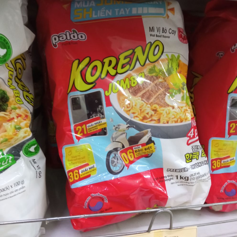 mì koreno hàn quốc nhập khẩu bịch 10 gói vị bò cay