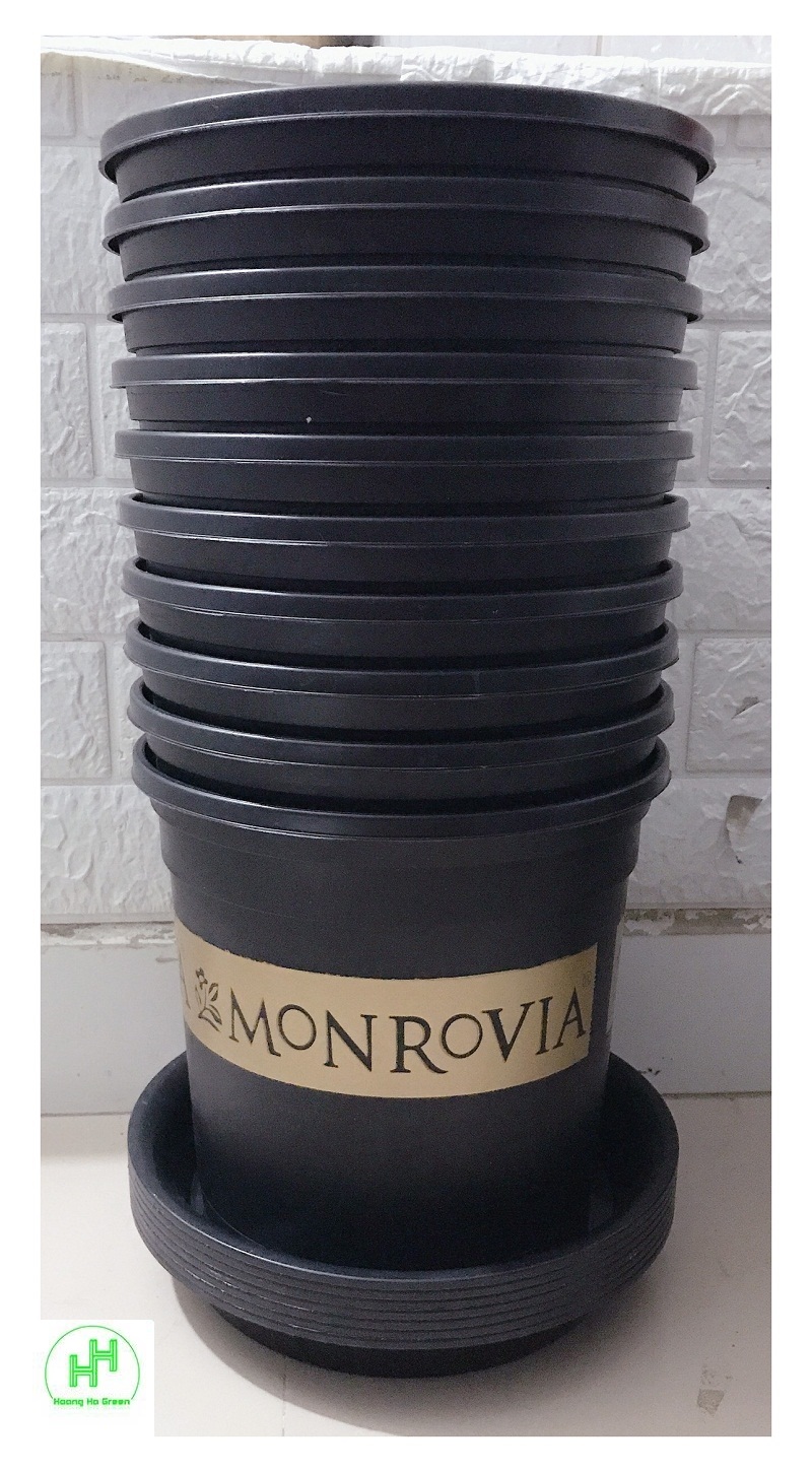 Combo 10 chậu monrovia ch garden 2gal + 10 khay lót đế chậu 26 - màu đen