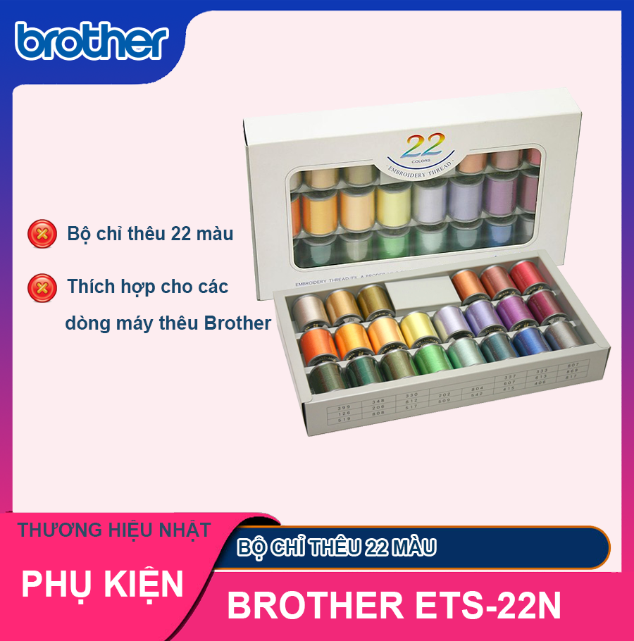 [HCM]Bộ Chỉ thêu Brother ETS-22N ( 22 Màu)