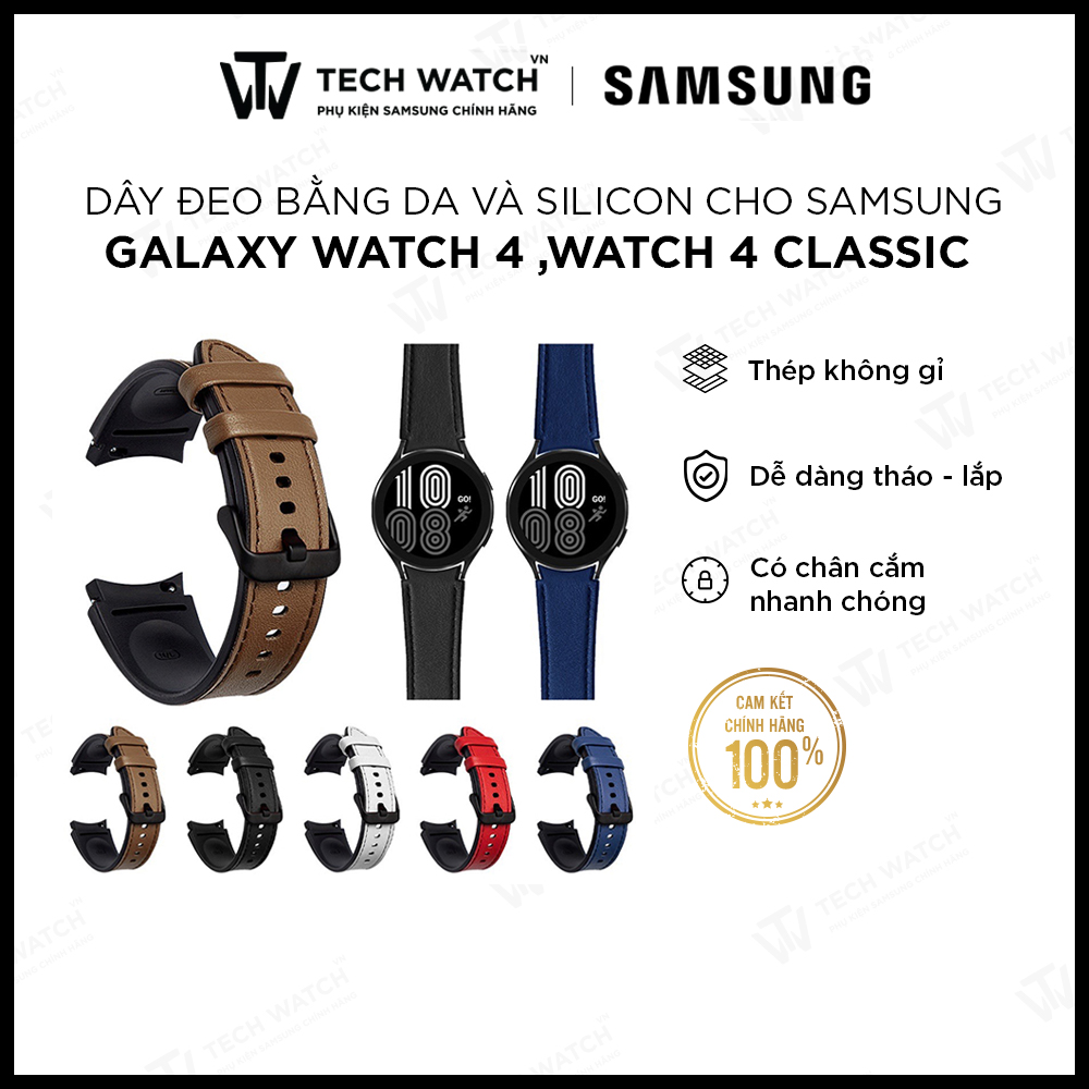 Dây đeo bằng da và silicon cho đồng hồ thông minh Samsung Watch 4 ,Watch 4 Classic