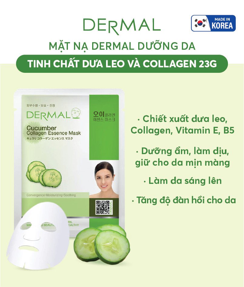 Mặt nạ Dermal dưỡng da tinh chất dưa leo