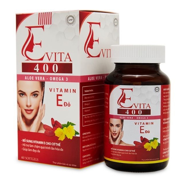 E vita 400 vitamin e đỏ đẹp da, mờ thâm, chống lão háo, làm sáng và mịn da, làm da sáng tự nhiên có tinh chất nha đam