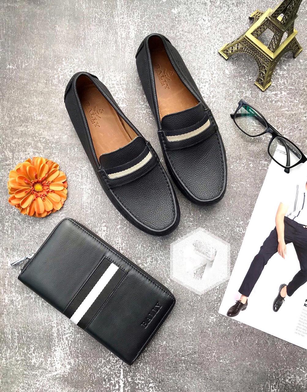 Giày mọi nam Bally, da bò dày và rất mềm, may toàn bộ đế, siêu bền, không có gì để hỏng size 39-45 (màu đen) [Tặng ngay một phần quà chính hãng]]