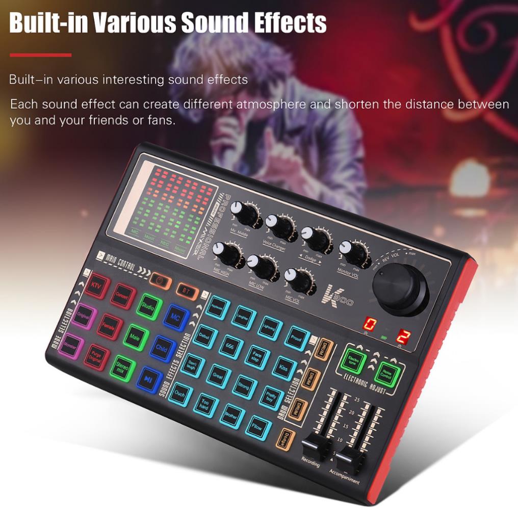 Sound card K300 có Bluetooth Auto Tune hỗ trợ các mic thu âm livestream hay mic karaoke - K300 tích 