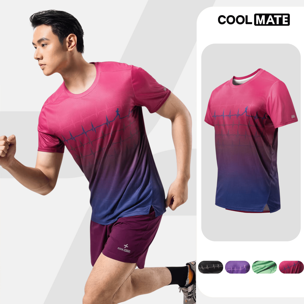 [MUA 3 GIẢM 12%]Áo thun nam thể thao chạy bộ Graphic Heartbeat siêu nhẹ, thoáng khí, thấm hút tốt - Coolmate