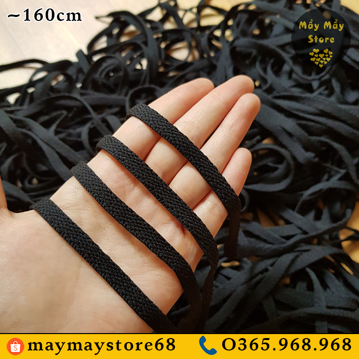 Dây giày dẹt màu đen dài 160cm