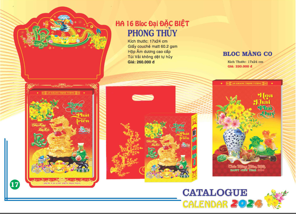 LỊCH HA16 BLOC SIÊU ĐẠI PHONG THUỶ (20X30CM)