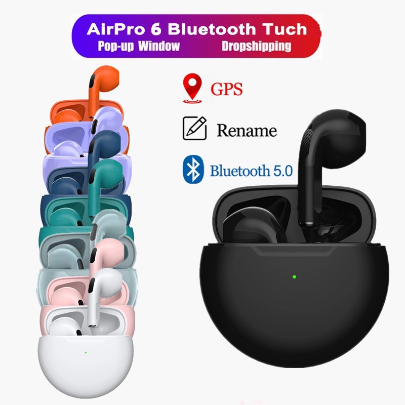 Tai nghe Bluetooth  chính hãng Tai Nghe Blutooth không dây Pro 6 TWS Phiên Bản Cao Cấp Nhất PIN 6H - Cảm Biến, Đổi Tên - Nhiều Màu, Bảo Hành 12 Tháng