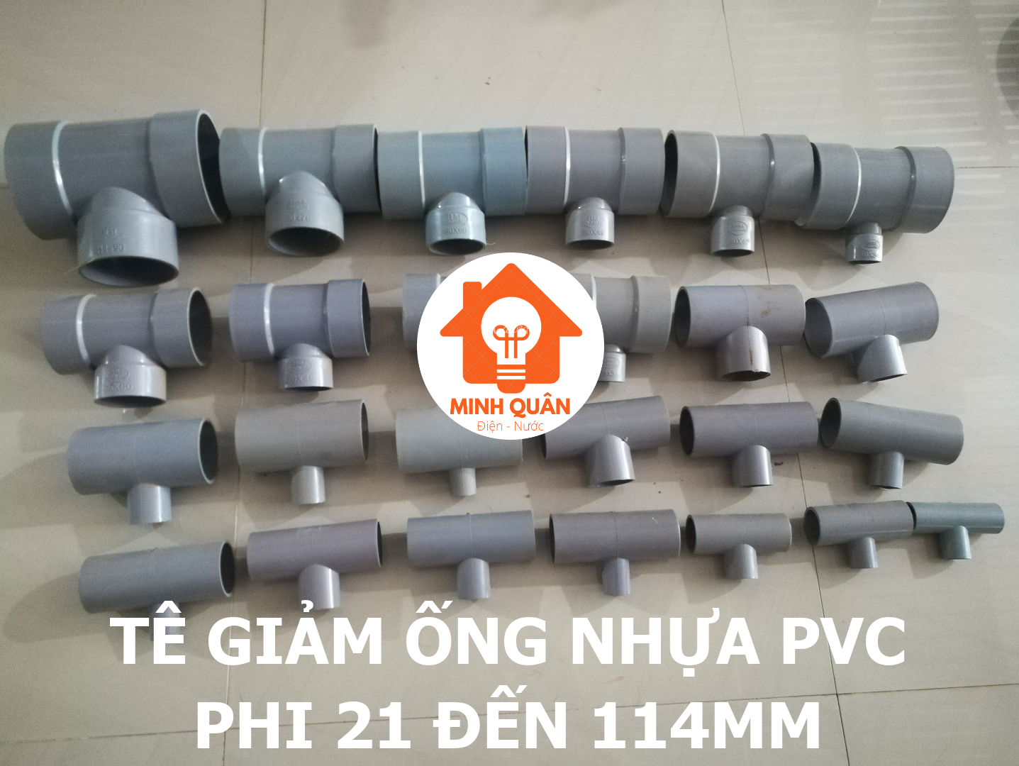 Tê giảm ống nhựa pvc, phụ kiện ống nước nối chữ tê giảm đủ size ống phi 21, 27, 34, 42, 49, 60, 76, 90mm