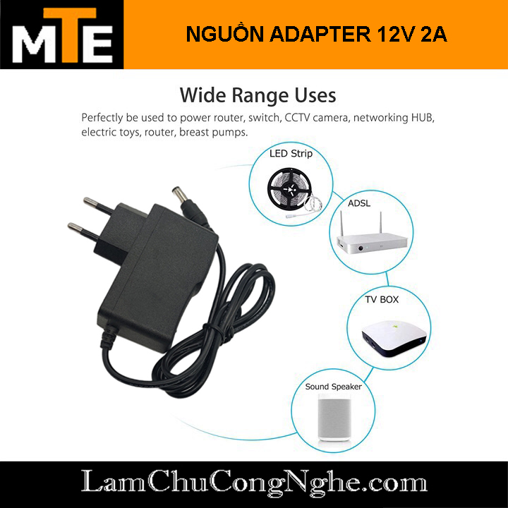 Nguồn adapter 12v 2a jack dc 5.5 x 2.1 mm - nguồn camera