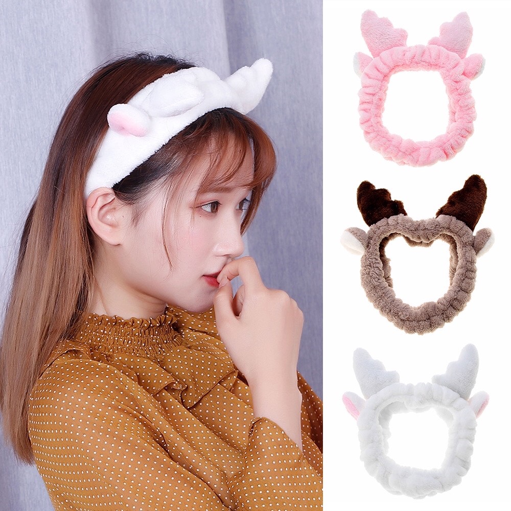Băng Đô Sừng Hươu 3D Vải Nhung Mềm Mại