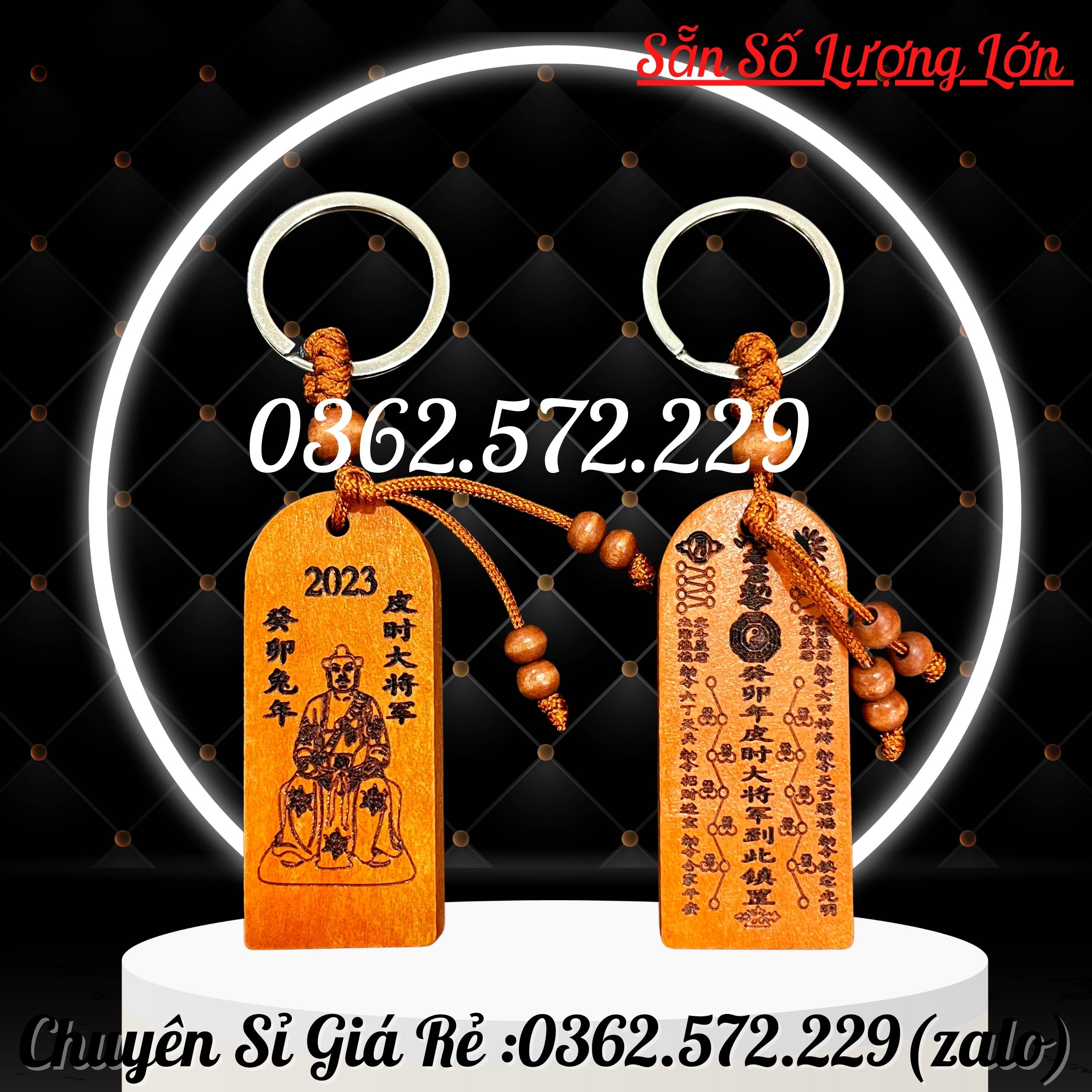 Móc khóa thái tuế gỗ 2023 phong thủy may mắn bình an