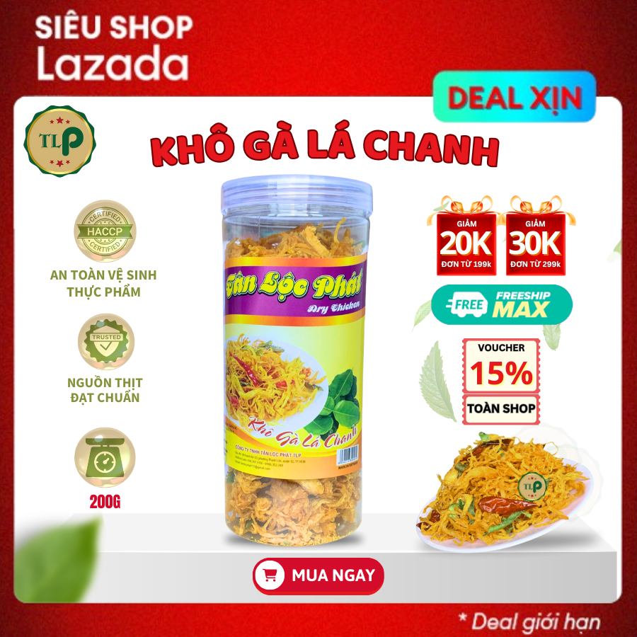 Khô gà lá chanh tân lộc phát - hũ 200g