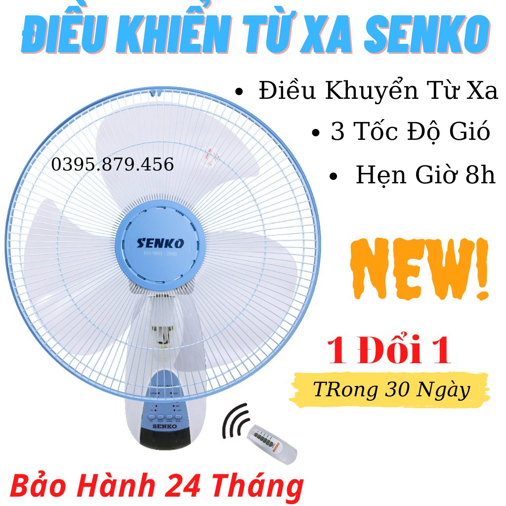Quạt công nghiệp treo tường senko điều khiển từ xa 1628-quạt điện treo tường senko 7 cánh giá rẻ-giadungchip
