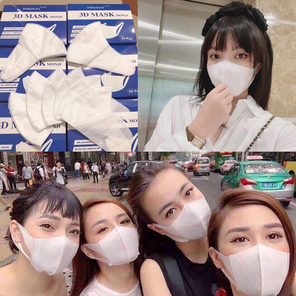 HỘP 50 CÁI KHẨU TRANG 3D, 4 LỚP GIẤY KHÁNG KHUẨN