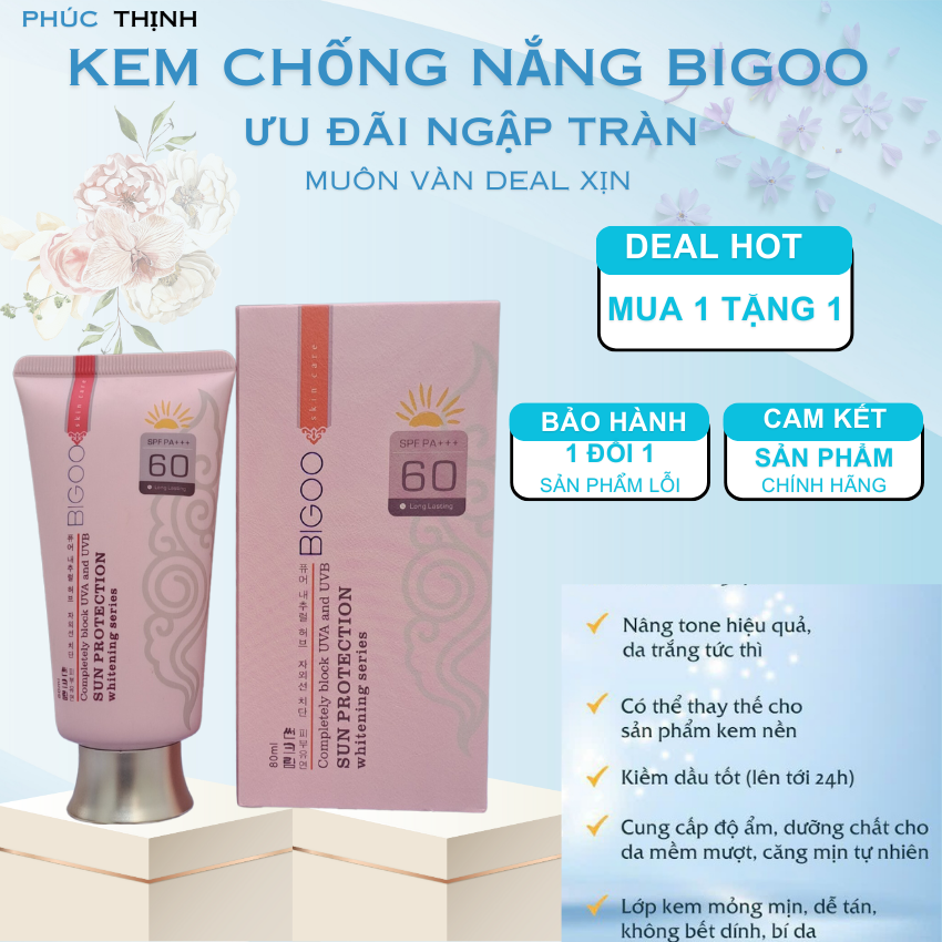 Mua 1 tặng 1 kem chống nắng bigoo hàn quốc