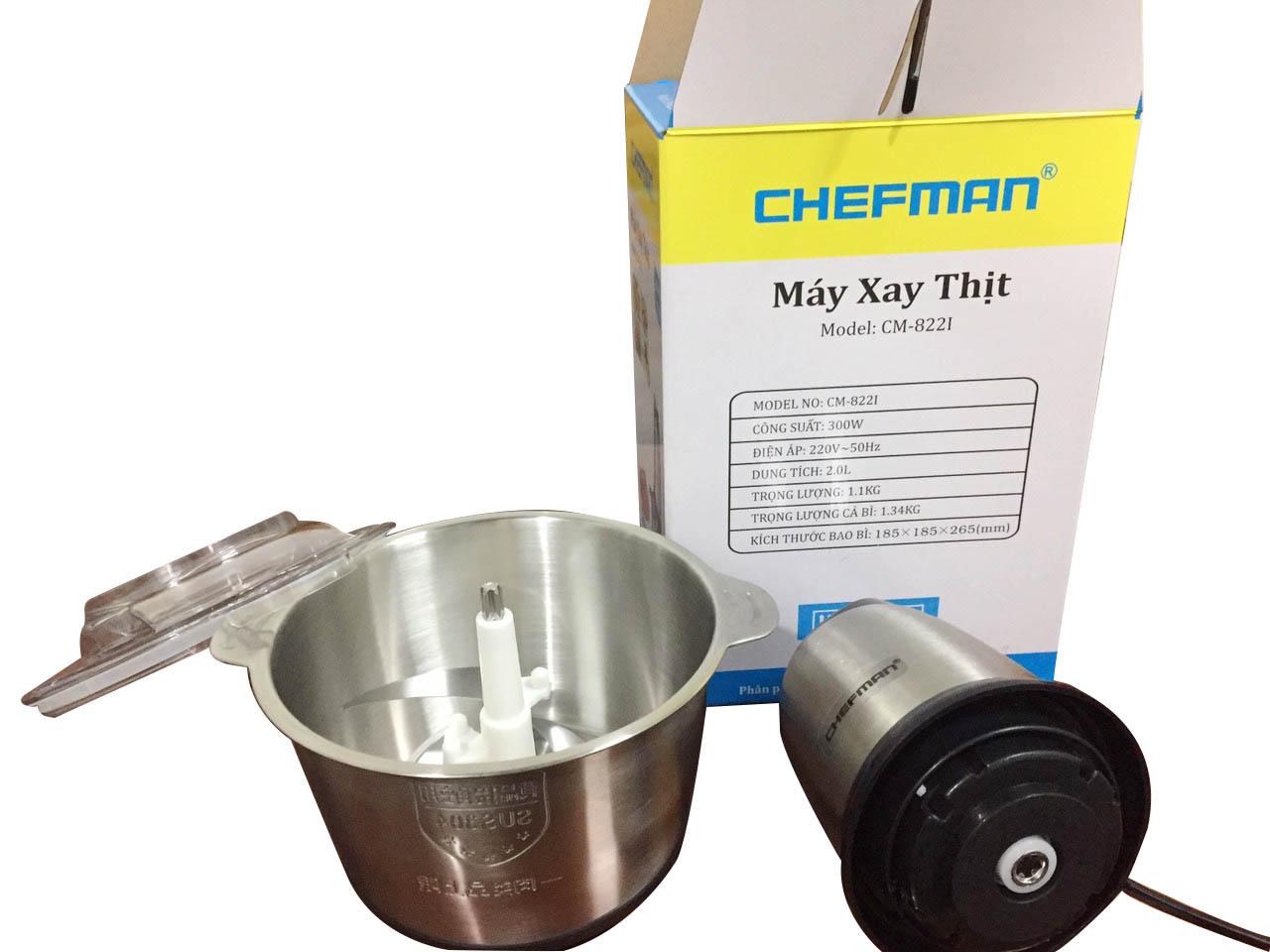 (BH 24 tháng) Máy say thịt Chefman CM-822i công suất lơn 300W xay nhuyễn mọi loại thịt cối xay inox