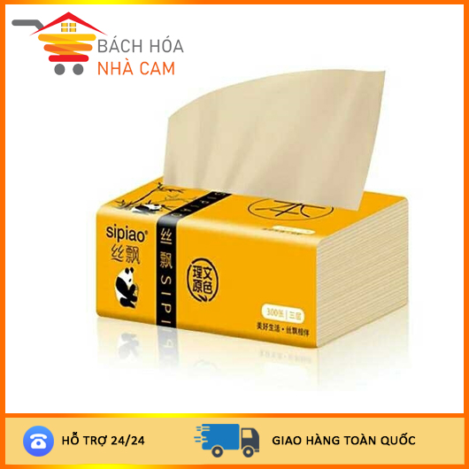 Combo 5 Gói Giấy ăn gấu trúc, Gói giấy ăn gấu trúc Sipao, Khăn giấy than tre