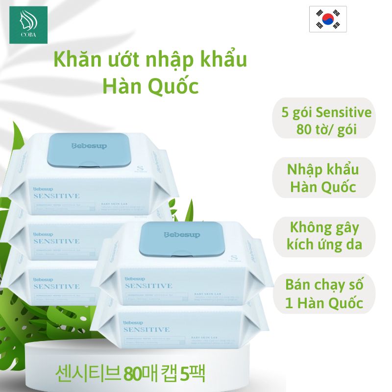 Bộ 5 gói khăn giấy ướt đa năng cho bé sơ sinh- Sensitive80