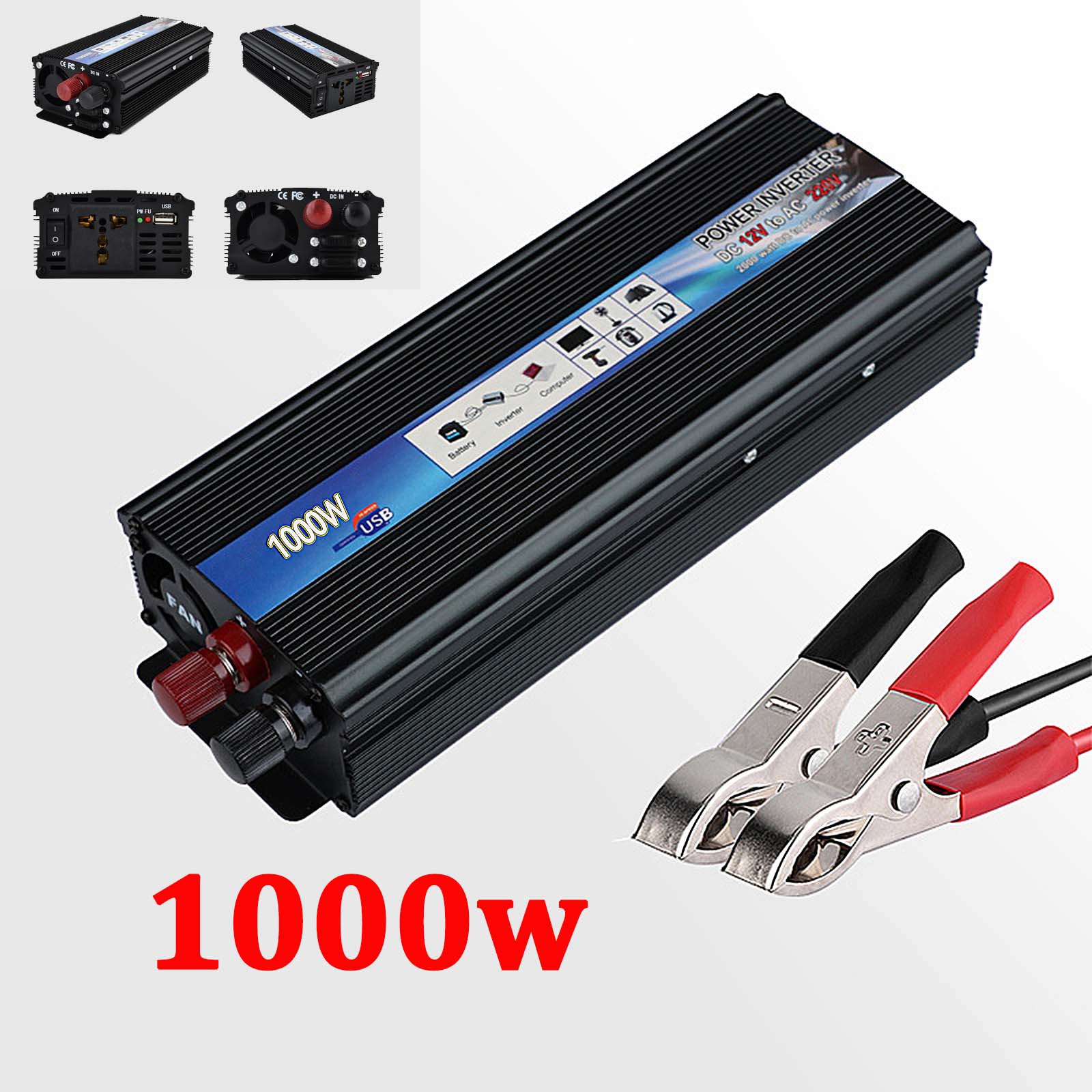 Bộ chuyển đổi điện 12v sang 220v 1000w,bộ đổi nguồn 12v sang 220v,kích điện 12v 220v sin chuẩn 1000w,inverter 12v to 220v 1000w