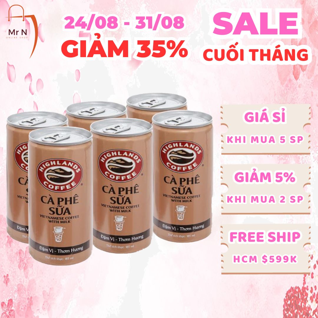 Lốc 6 lon Cà phê sữa Highlands Coffee 185ml / lon