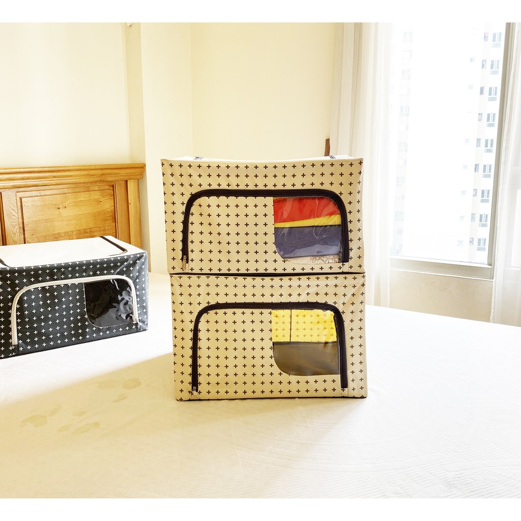 [HCM]HỘP ĐỰNG QUẦN ÁO KHUNG THÉP MÀU TRẮNG 56L- LIVING BOX 56L