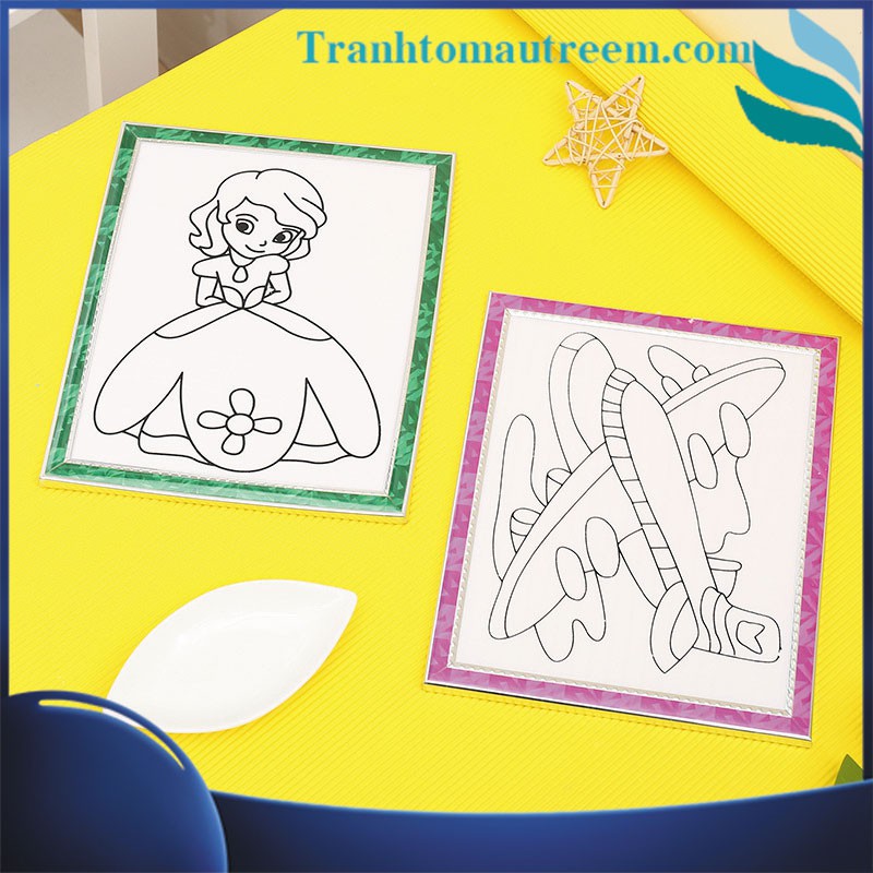 Tranh Tô Màu Khung Formex Khổ Nhỏ Tặng Bộ Tô 6 Màu Cơ Bản