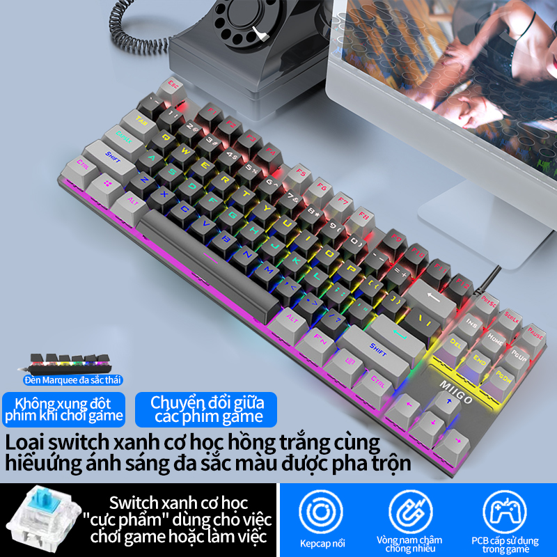 Bàn Phím Cơ Chuyên Game-Bàn Phím Cơ Máy Tính K550 Pro Led RGB  -Bảo hành,Blue Switch Có 10 Chế Độ Màu