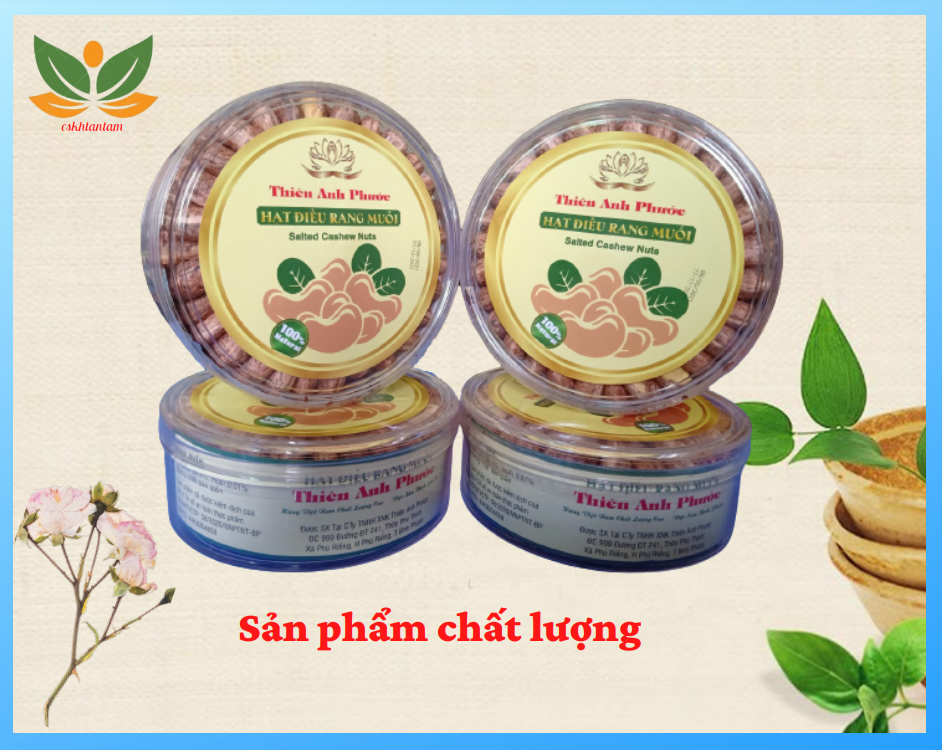 Combo 2 hộp Hạt điều rang muối Bình Phước nguyên lụa loại ngon hàng xuất khẩu