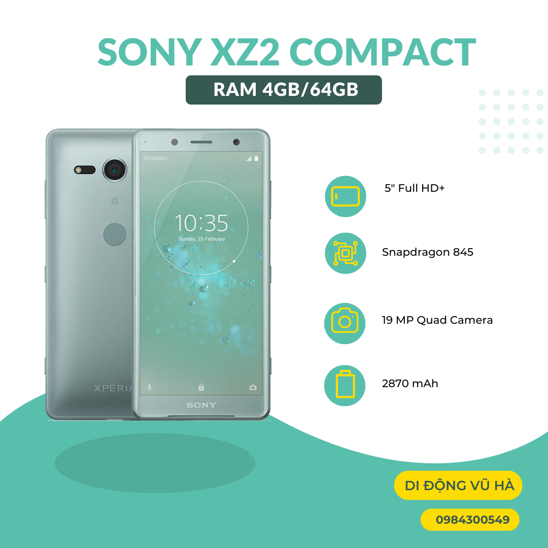 Điện thoại Sony Xz2 Compact 64Gb nhỏ gọn pin khỏe
