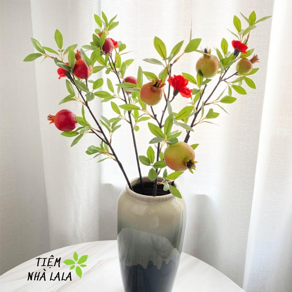 Cành lựu giả trang trí nhà cửa cao 60cm trông như thật, quả lựu màu đỏ trang trí Tết mang đến sự may mắn, tài lộc CL1- Tiệm nhà LALA