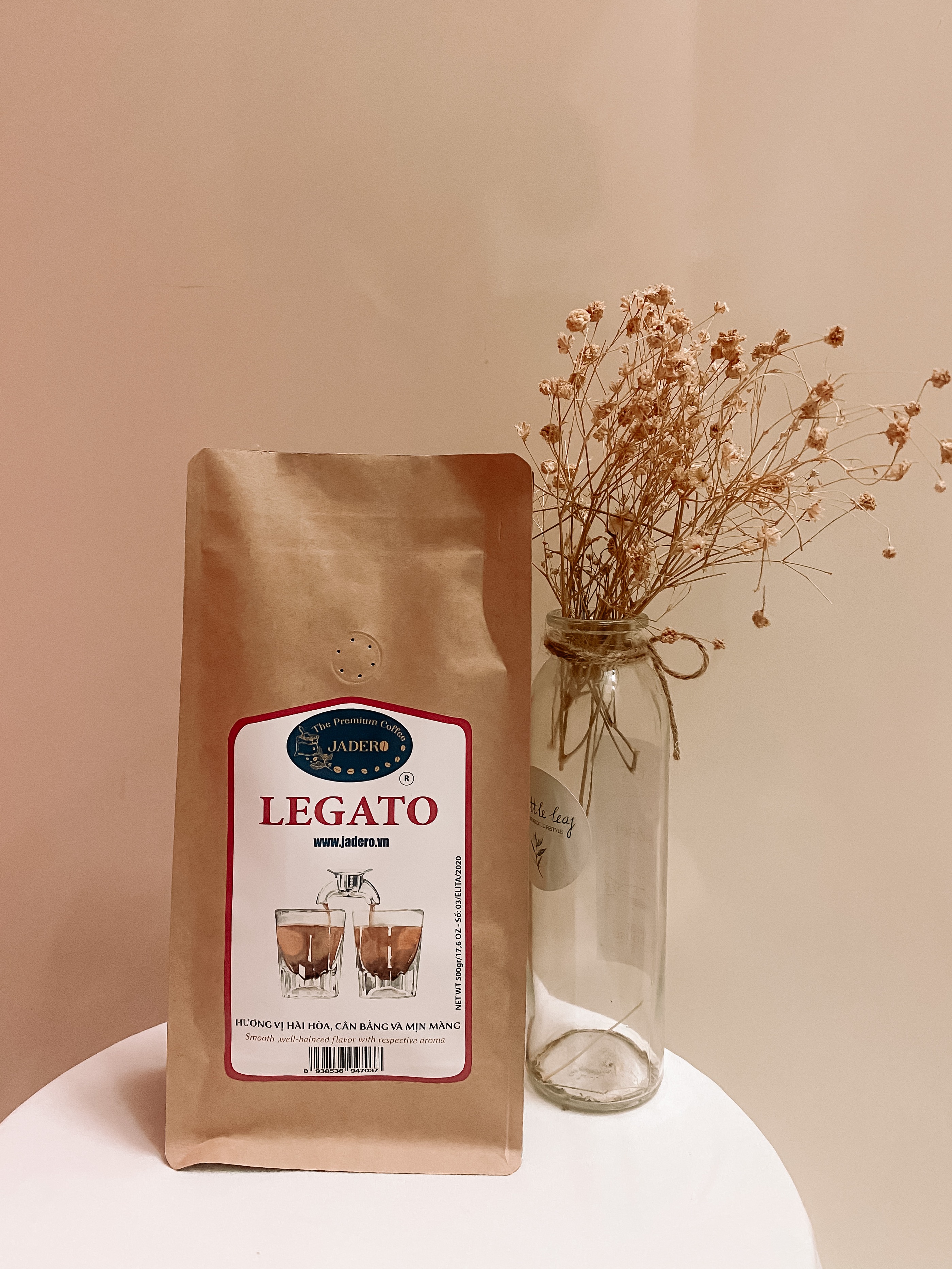 Cà phê Legato bột pha máy rang mộc nguyên chất 500Gr
