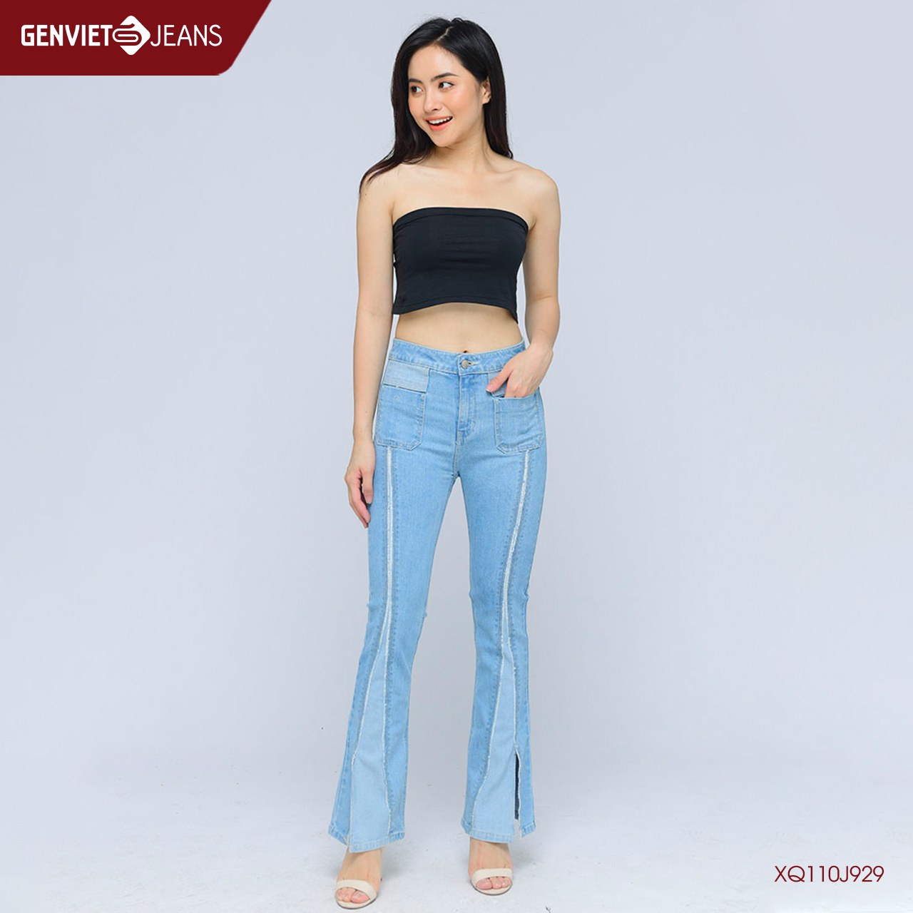 Quần dài jeans nữ xq110j929 genviet jeans