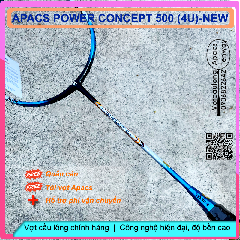Vợt cầu lông Apacs Power Concept 500 - 4U - sắc xanh tươi sáng mạnh mẽ
