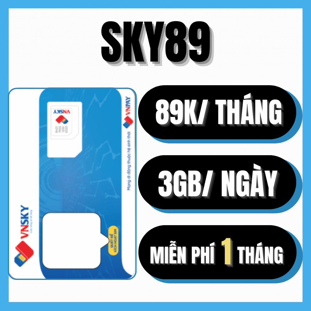 Sim Mobifone SKY89 – Dùng Ngay 1 Tháng Miễn Phí, Data Khủng 3GB/Ngày (90GB/Tháng) Tốc Độ Cao, 500 Phút Gọi Nội Mạng/Tháng | FREESHIP - CHƯA KÍCH HOẠT
