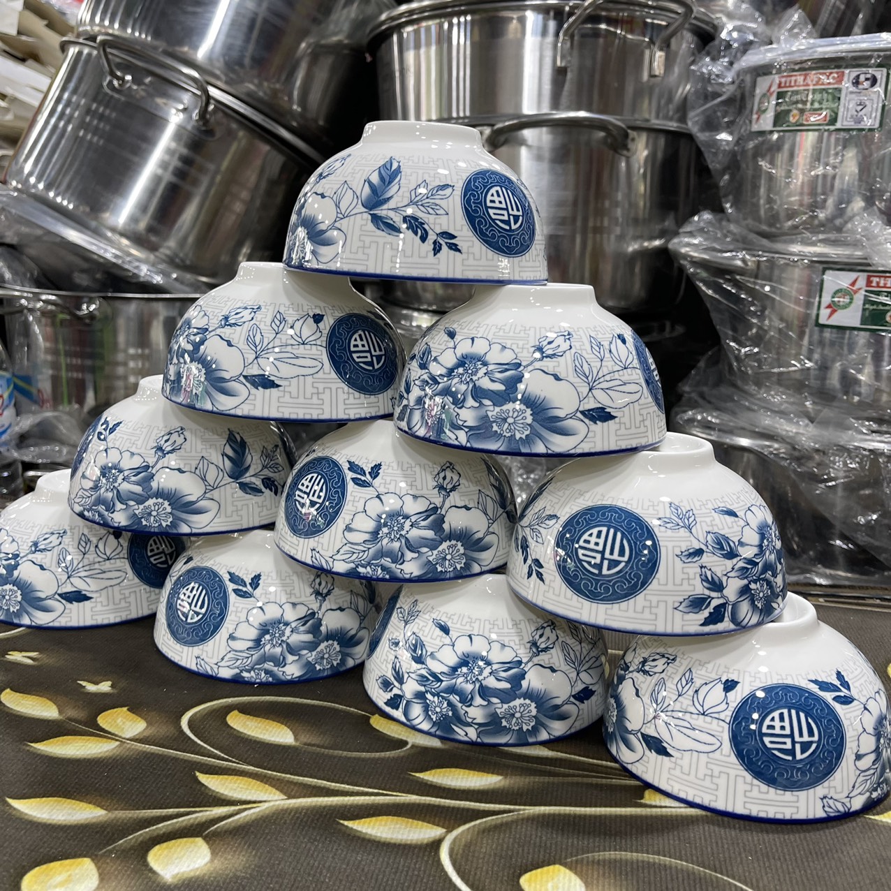 Bộ bát cơm/ bộ chén sứ 10 cái cao cấp dùng trong bữa ăn gia đình