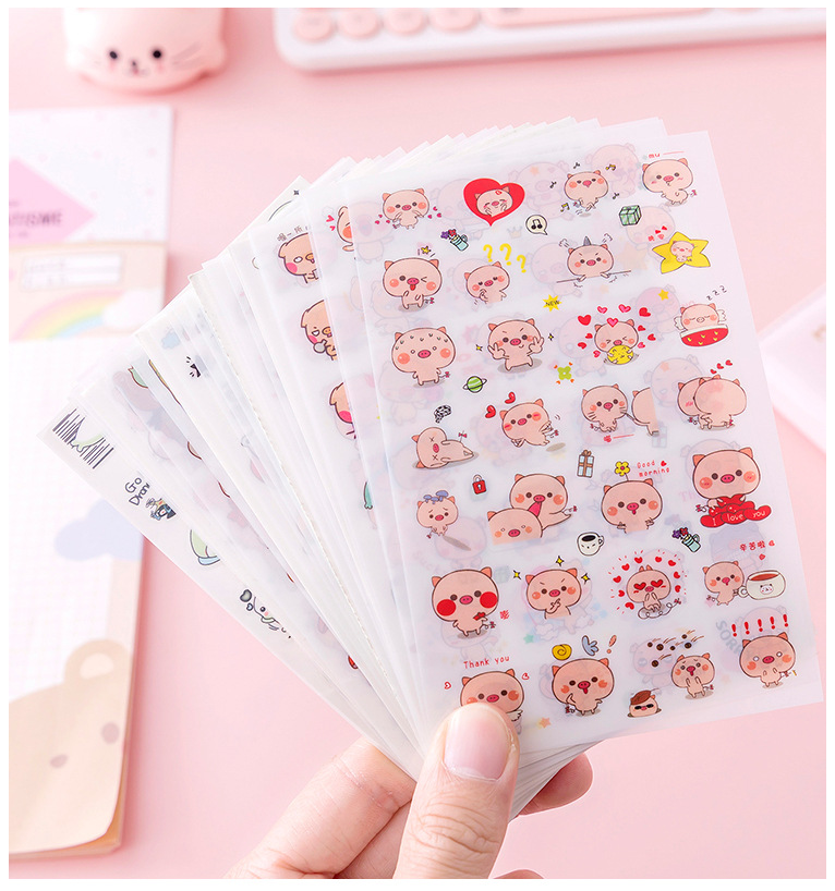 Set 6 tờ hình dán sticker hoạt hình dễ thương nhiều mẫu