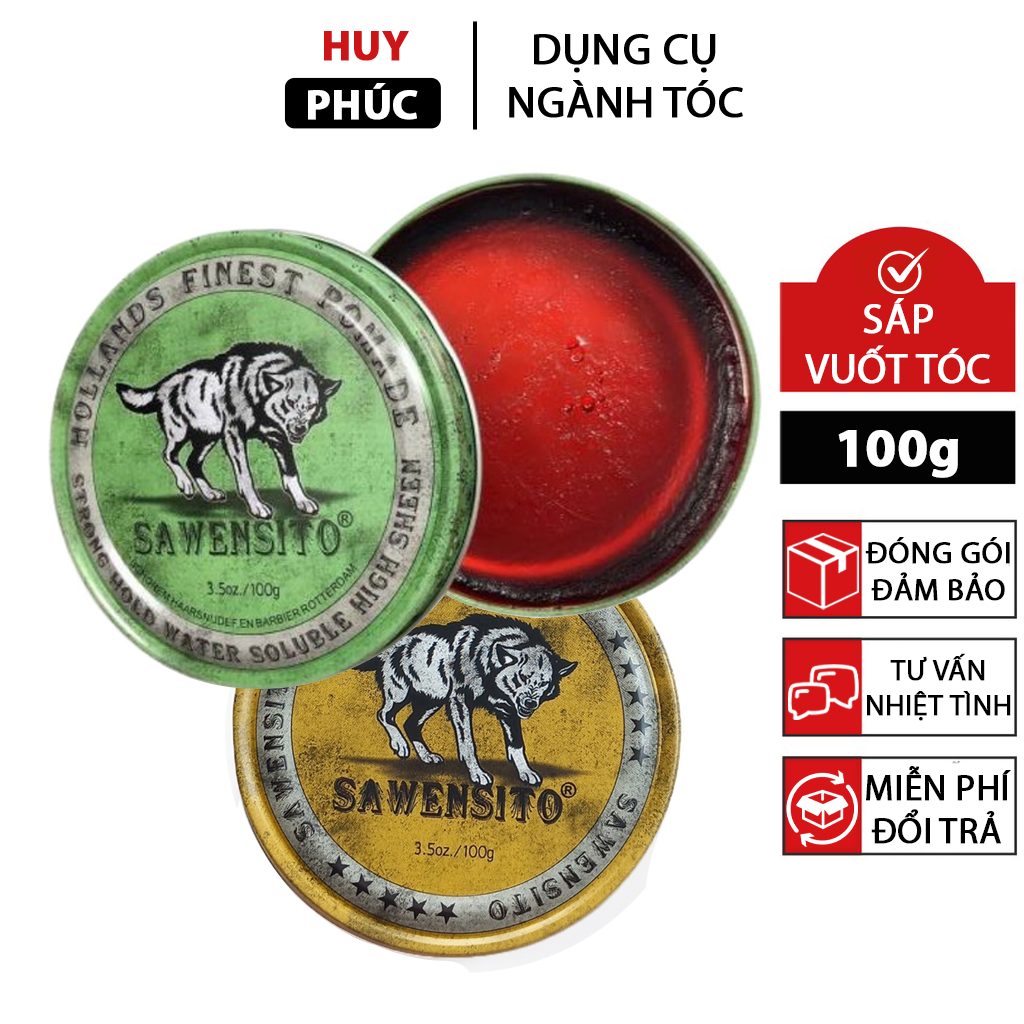 Sáp vuốt tóc nam Sawensito chó sói xanh vàng 100g, sáp Sawensito vuốt tóc nam khô tạo kiểu tóc nữ S41