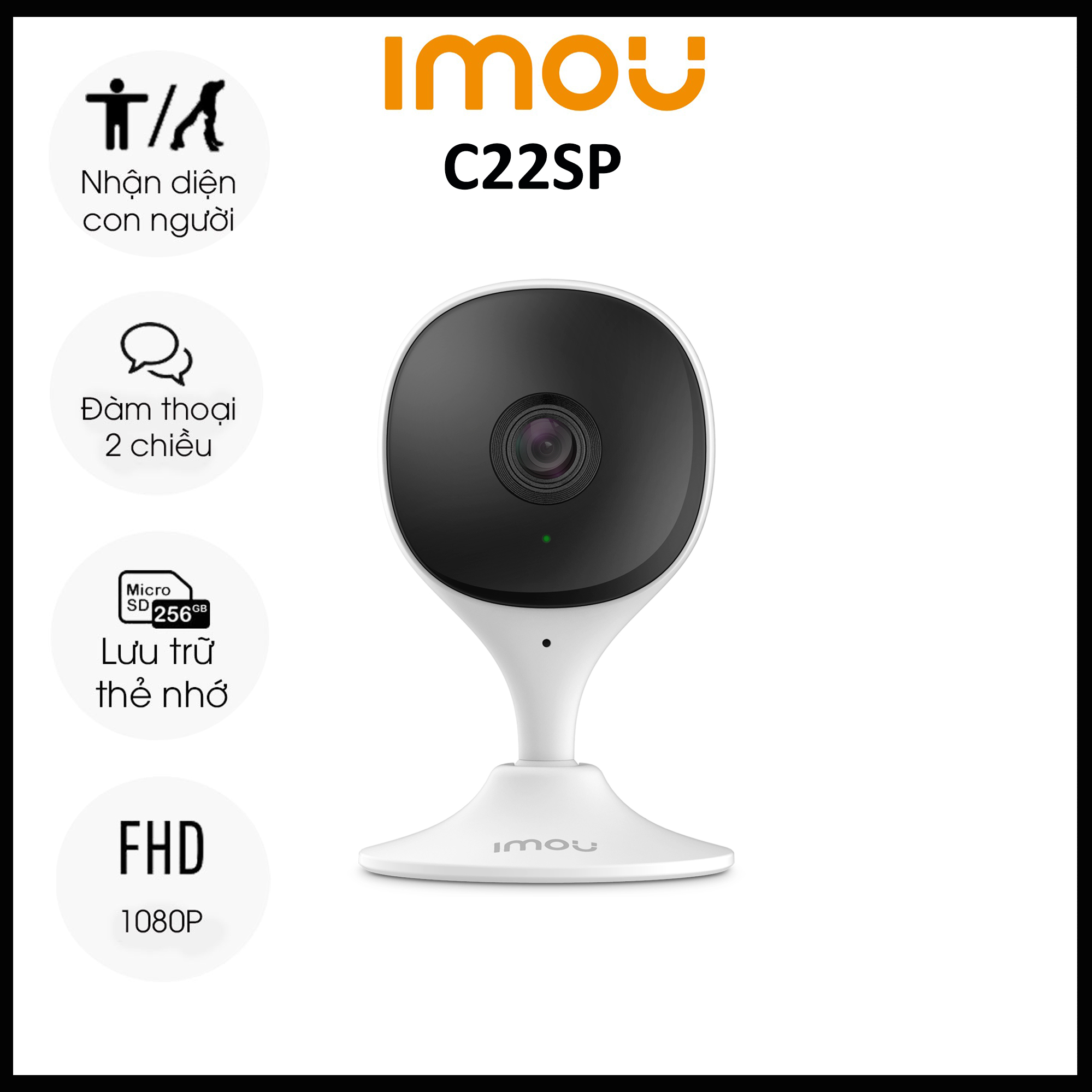 Camera IMOU C22SP 2M 1080p - Đàm Thoại 2 Chiều- Báo Động Chống Trộm- Góc Rộng 3.6mm Wifi Trong Nhà Chính Hãng BAO SỈ