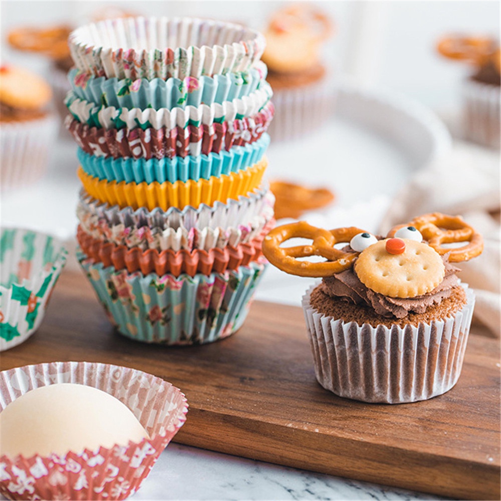 Cốc cupcake giấy nhiều màu sắc, khuôn giấy cupcake set 25c màu ngẫu nhiên
