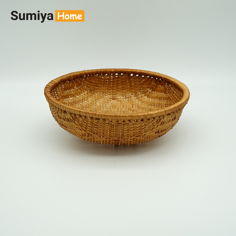 Rổ tre hun khói hình tròn, nguyên liệu tự nhiên thân thiện với môi trường, dùng trang trí, để thức ăn