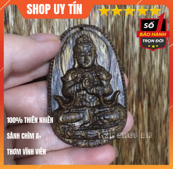 Mặt Dây Chuyền Phật Bản Mệnh Phù trợ tuổi MÙI, THÂN - Như Lai Đại Nhật. Mặt dây chuyền Trầm Hương Sánh Chìm Thơm Vĩnh Viễn