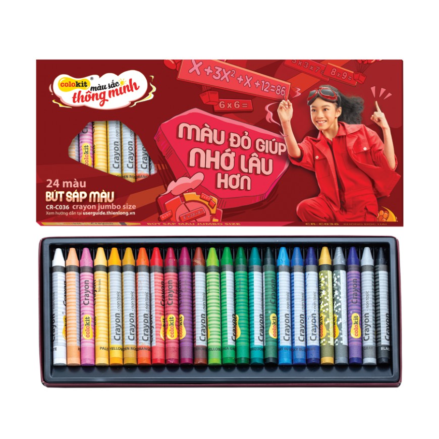 Bút sáp màu jumbo colokit cr-c036 với 2 màu sáng tạo đặc biệt gold & silver cây cực đại