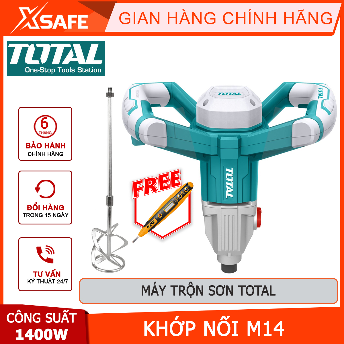 Máy trộn sơn total td614006 | máy khuấy sơn công suất: 1400w, dùng để đảo, khuấy, trộn sơn... để phục vụ cho quá trình phun, lăn sơn. ...