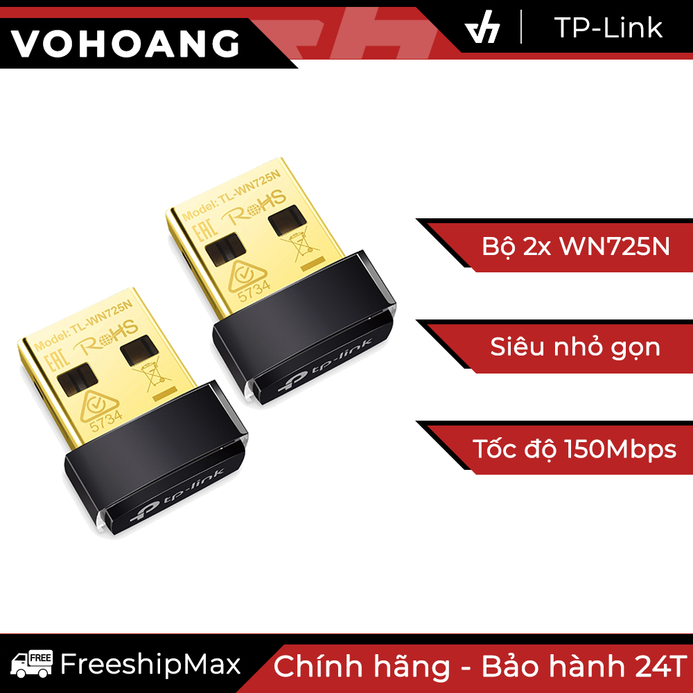 Bộ 2 USB thu sóng Wifi TP-Link WN725N (Đen)